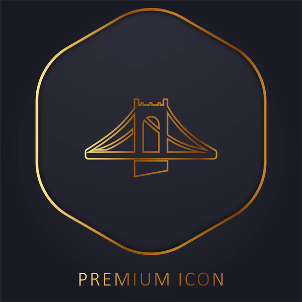 Puente línea de oro logotipo premium o icono - Vector, Imagen