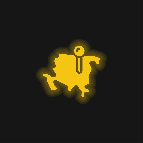Icono de neón brillante amarillo de Asia - Vector, imagen
