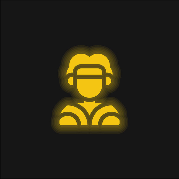 Aboriginal yellow glowing neon icon - Vector, Image