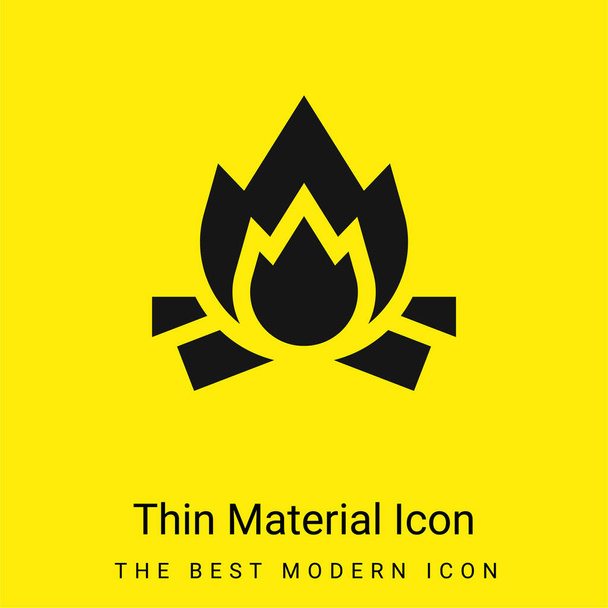 Костер минимальная ярко-желтая икона материала - Вектор,изображение