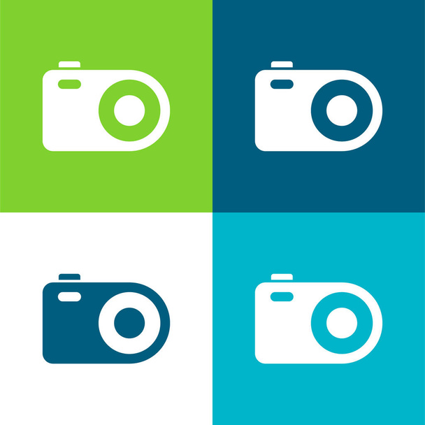 Fotocamera analogica piatto quattro colori set icona minima - Vettoriali, immagini