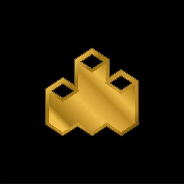 Bar Chart gold plated metalic icon or logo vector - Vector, Image