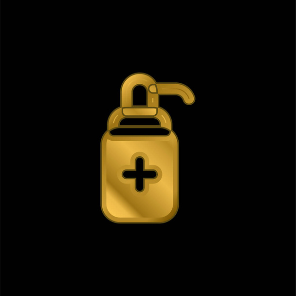 Antybakteryjny żel złocony metaliczna ikona lub wektor logo - Wektor, obraz