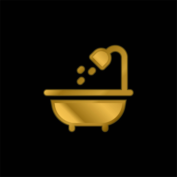 Baño chapado en oro icono metálico o logo vector - Vector, imagen