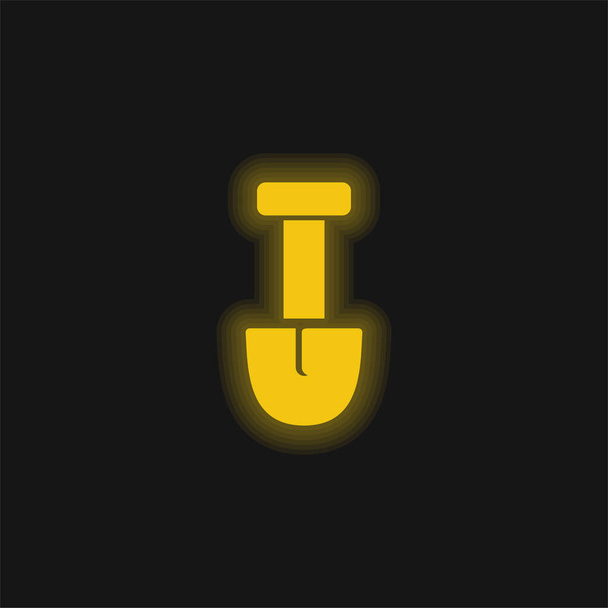 Big Shovel žlutá zářící neonová ikona - Vektor, obrázek