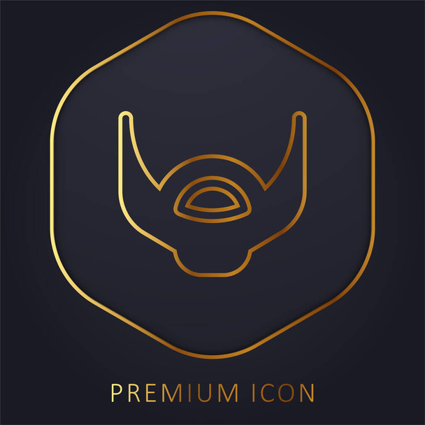 Beard golden line premium logo or icon - Vector, Image