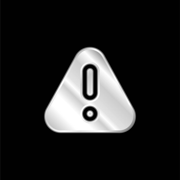 Uwaga ikona metaliczna pokryta srebrem - Wektor, obraz