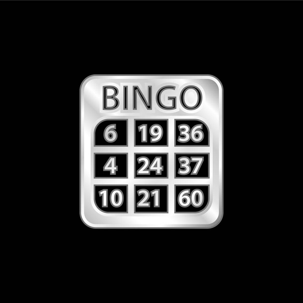 Bingo plateado icono metálico - Vector, Imagen