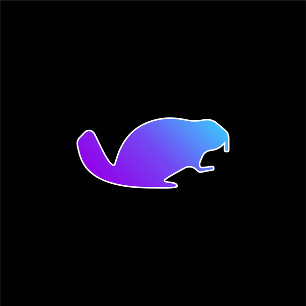 Beaver Frente derecho icono de vector gradiente azul - Vector, imagen