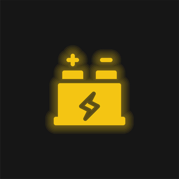 Icona al neon luminoso giallo batteria - Vettoriali, immagini