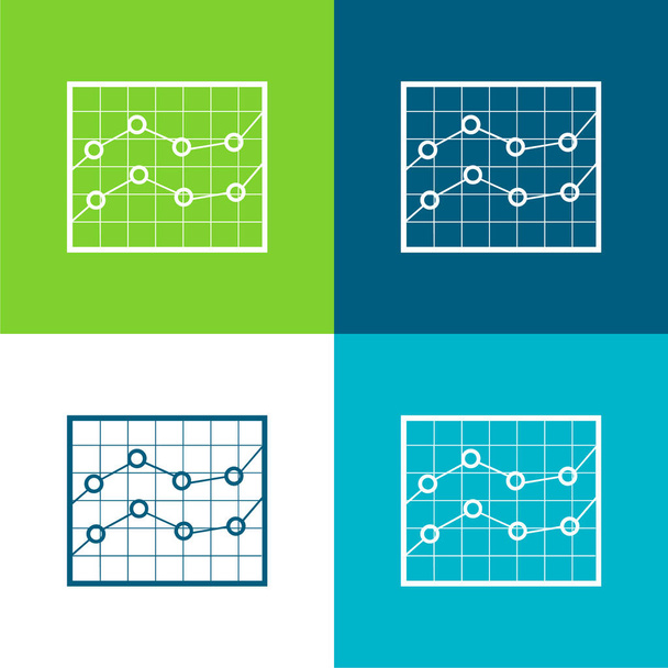 Línea en caja Stocks Graphic Flat conjunto de iconos mínimo de cuatro colores - Vector, imagen