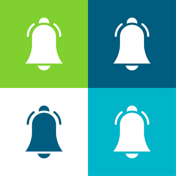 Bell Flat conjunto de iconos mínimo de cuatro colores - Vector, imagen