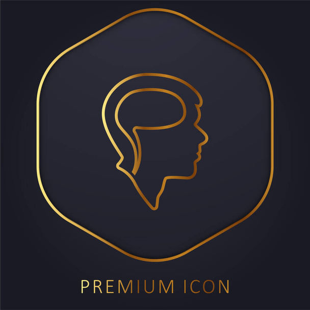 Мозок на золотій лінії преміум логотип або ікона - Вектор, зображення