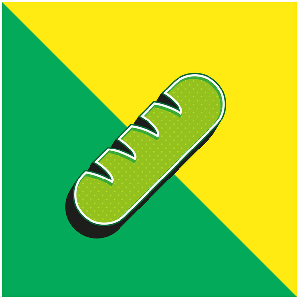 Baguette Logo vectoriel 3D moderne vert et jaune - Vecteur, image
