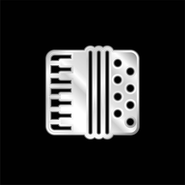Accordion silver plated metallic icon - Vector, Image