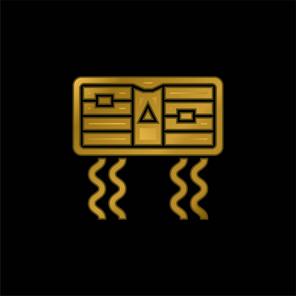 Aire acondicionado chapado en oro icono metálico o logo vector - Vector, imagen