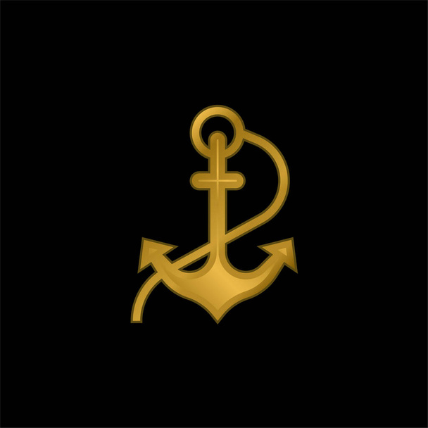 Anchor gold plated metalic icon or logo vector - Vector, Image