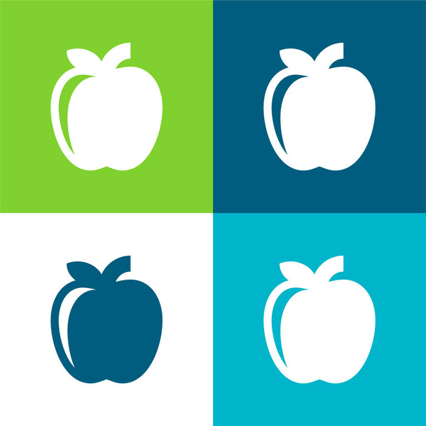 Conjunto de ícones mínimos de quatro cores Apple Flat - Vetor, Imagem