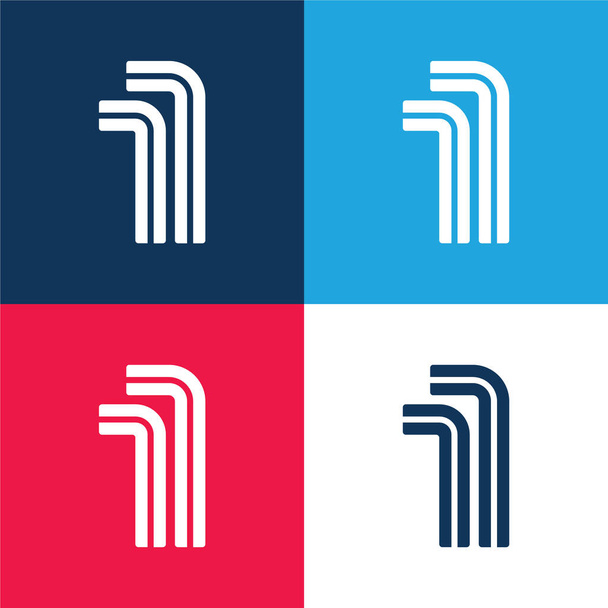 Аллен синий и красный четыре цвета минимальный набор значков - Вектор,изображение