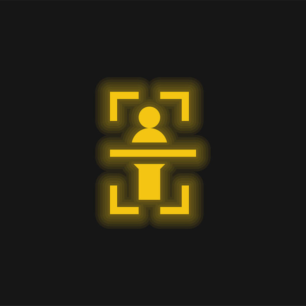 Body Scan żółty świecący neon ikona - Wektor, obraz