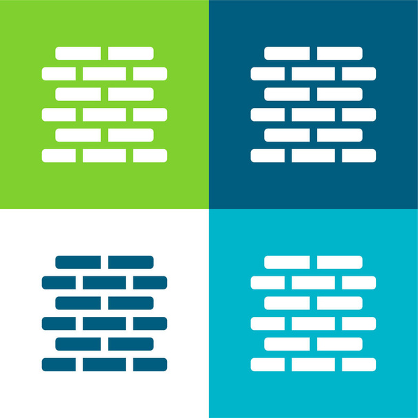 Ladrillos Plano de cuatro colores mínimo icono conjunto - Vector, imagen