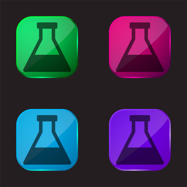 Μπουκάλι με υγρό τέσσερις εικονίδιο κουμπί γυαλί χρώμα - Διάνυσμα, εικόνα