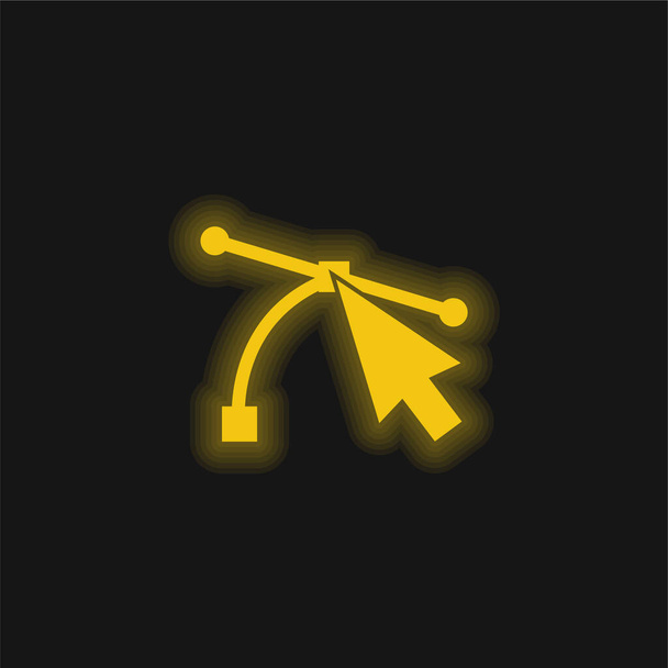 Pfeil zeigt auf Steckverbinderlinien gelb leuchtendes Neon-Symbol - Vektor, Bild