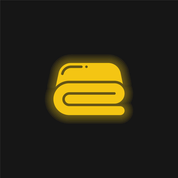 ベッドシーツ黄色の輝くネオンアイコン - ベクター画像