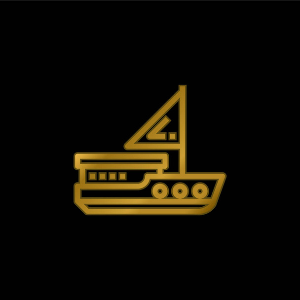 Pozłacany metaliczny wektor ikony lub logo łodzi - Wektor, obraz