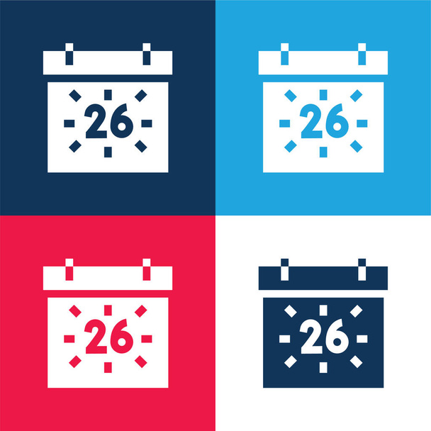Australia Day blu e rosso quattro colori set di icone minime - Vettoriali, immagini