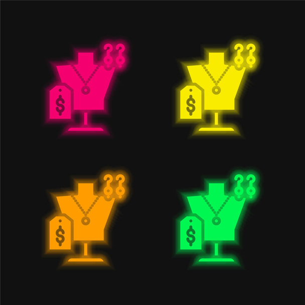 Příslušenství čtyři barvy zářící neonový vektor ikona - Vektor, obrázek