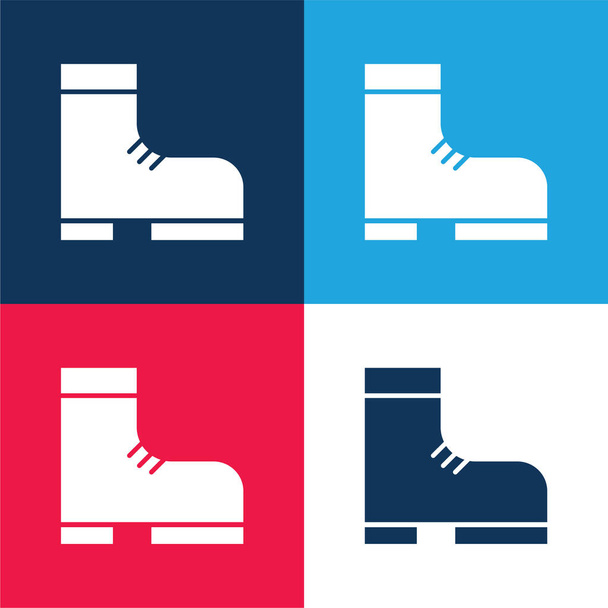 Bota modrá a červená čtyři barvy minimální ikona nastavena - Vektor, obrázek