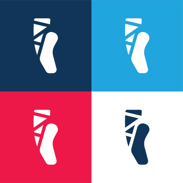 Ballet azul y rojo conjunto de iconos mínimo de cuatro colores - Vector, Imagen