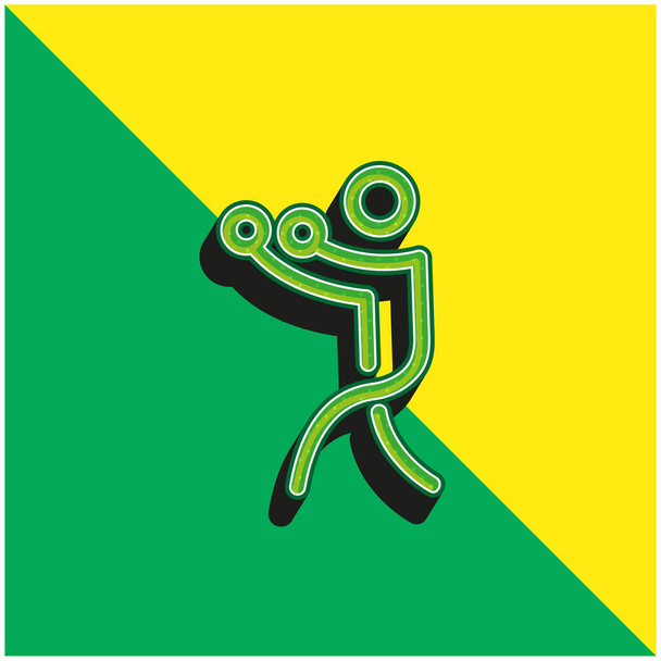 Boxing Stick Man Green and yellow modern 3d vector icon logo - Vector, Image