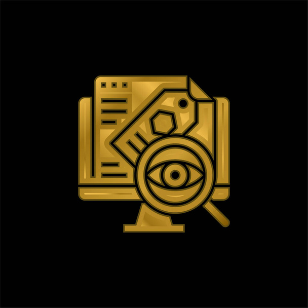 Auditoría chapado en oro icono metálico o logo vector - Vector, Imagen