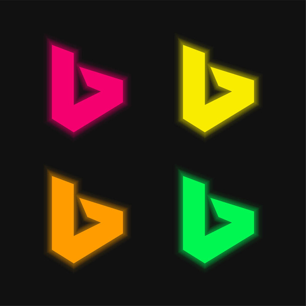 Bing τεσσάρων χρωμάτων λαμπερό εικονίδιο διάνυσμα νέον - Διάνυσμα, εικόνα