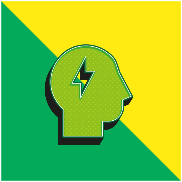 Tormenta de ideas verde y amarillo moderno vector 3d icono del logotipo - Vector, imagen