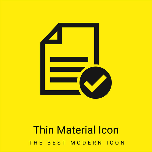 Akceptuj plik lub listy kontrolnej minimalna jasnożółta ikona materiału - Wektor, obraz