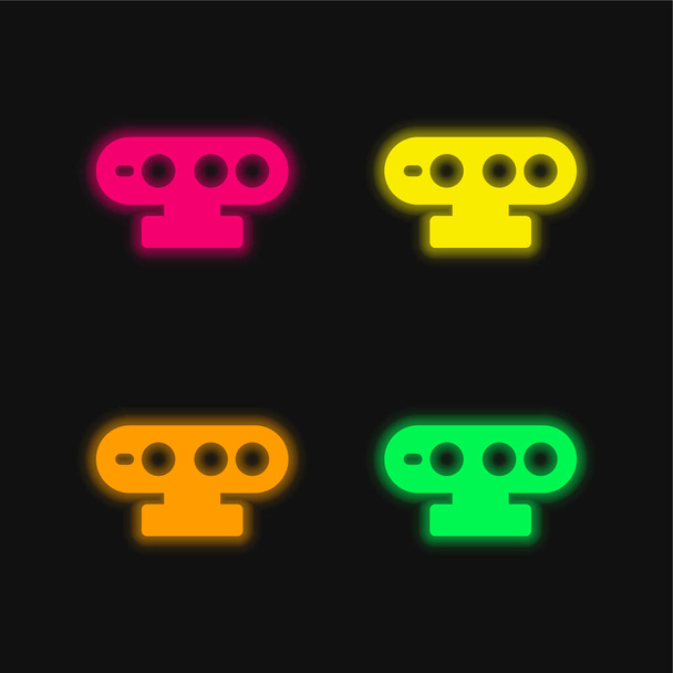 3d Sensor four color glowing neon vector icon - Vector, Image