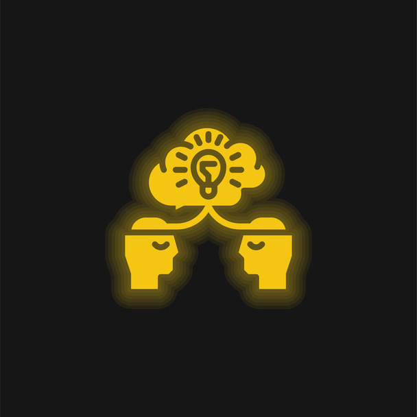 Burza mózgów żółta świecąca ikona neonu - Wektor, obraz