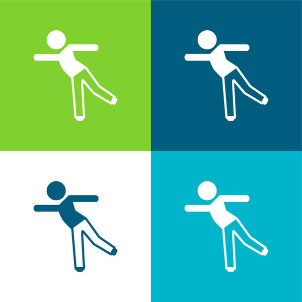 Boy Standing On One Leg Flat four color minimal icon set - Vector, Image