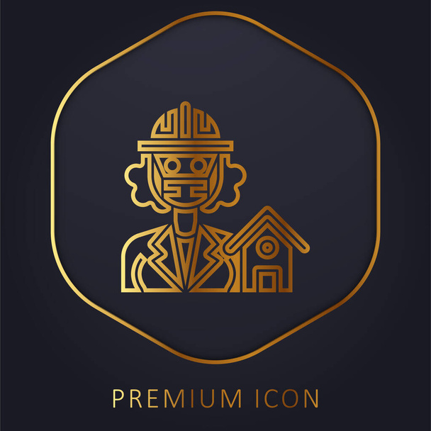 Architect gouden lijn premium logo of pictogram - Vector, afbeelding