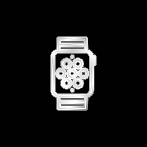 Apple Watch stříbrná metalická ikona - Vektor, obrázek