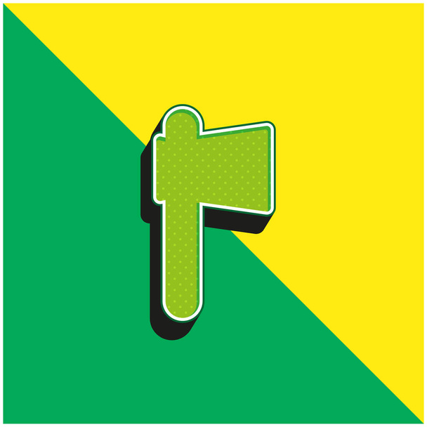 Battle Axe Zöld és sárga modern 3D vektor ikon logó - Vektor, kép