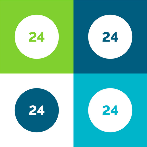 24 часа Плоские четыре цвета минимальный набор значков - Вектор,изображение