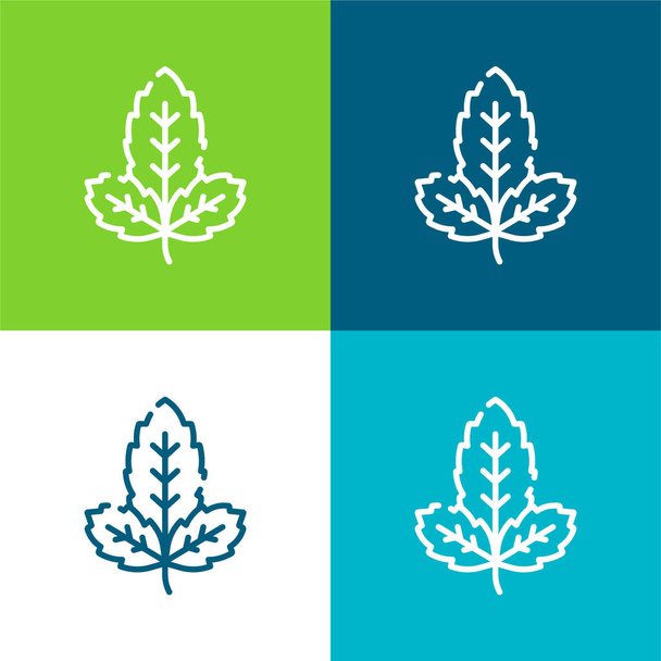 Βασιλικός Επίπεδη τέσσερις χρώμα ελάχιστο σύνολο εικονιδίων - Διάνυσμα, εικόνα