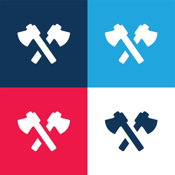 Ejes azul y rojo conjunto de iconos mínimo de cuatro colores - Vector, imagen