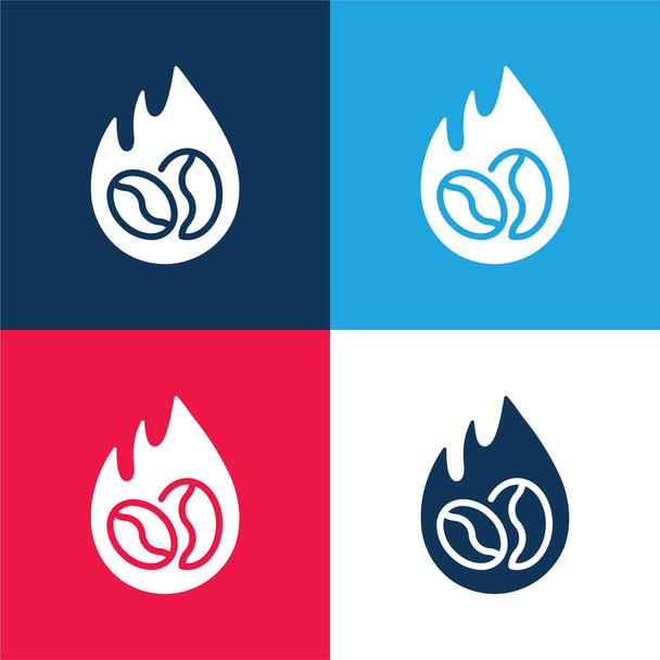 Fagioli blu e rosso quattro colori set icona minima - Vettoriali, immagini