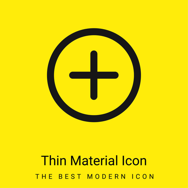Add Circular Interface Button minimális fényes sárga anyag ikon - Vektor, kép