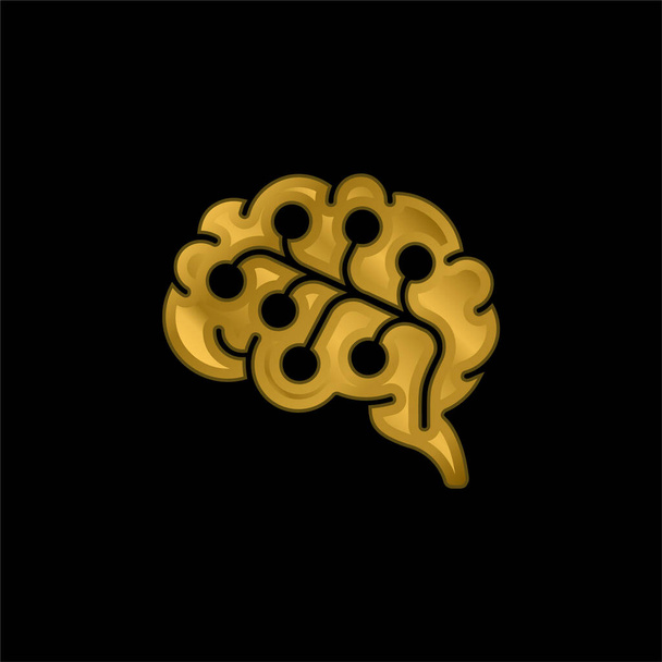脳金メッキ金属アイコンやロゴベクトル - ベクター画像